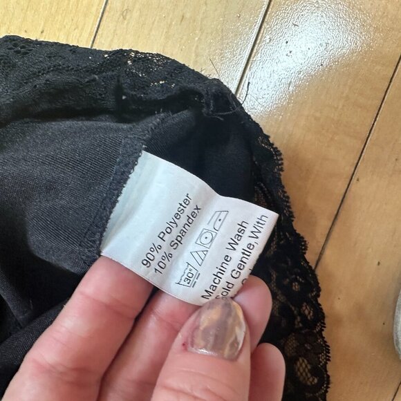 SHEIN Silky Black Lace Bra Crop Corset Style Top Size Small Satiny - Picture 7 of 7